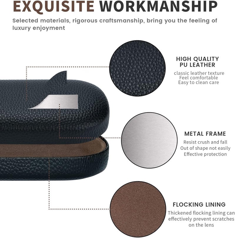 molshine Hard Shell Leather Sunglasses Case,Classic Large Glasses Case for Women Men,Sunglass Eyeglasses - Image 4